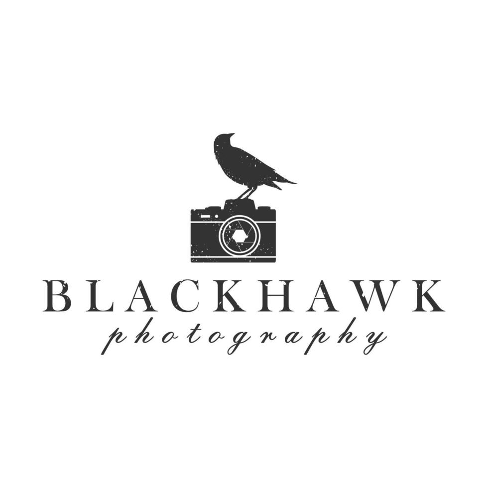 illustration oiseau aigle avec caméra modèle de conception de logo photographie vecteur