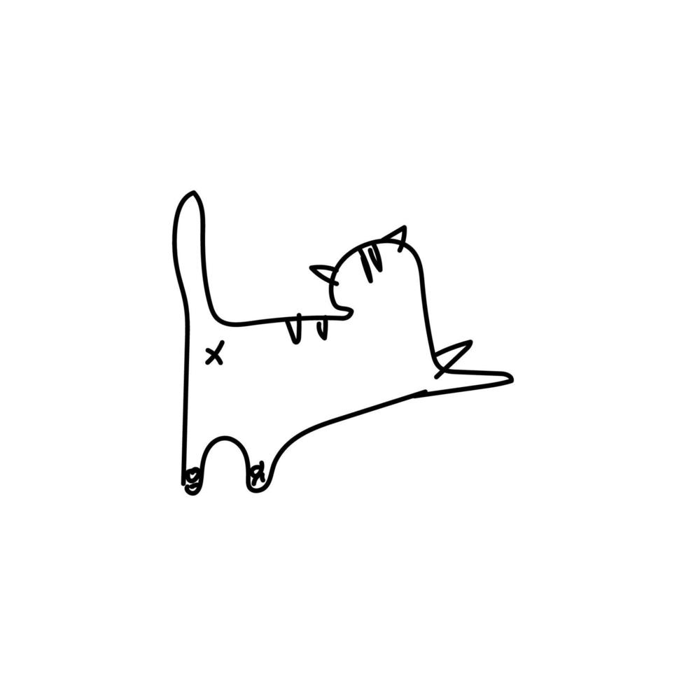 chat mignon sur fond blanc. griffonnage de dessin animé. illustration vectorielle vecteur