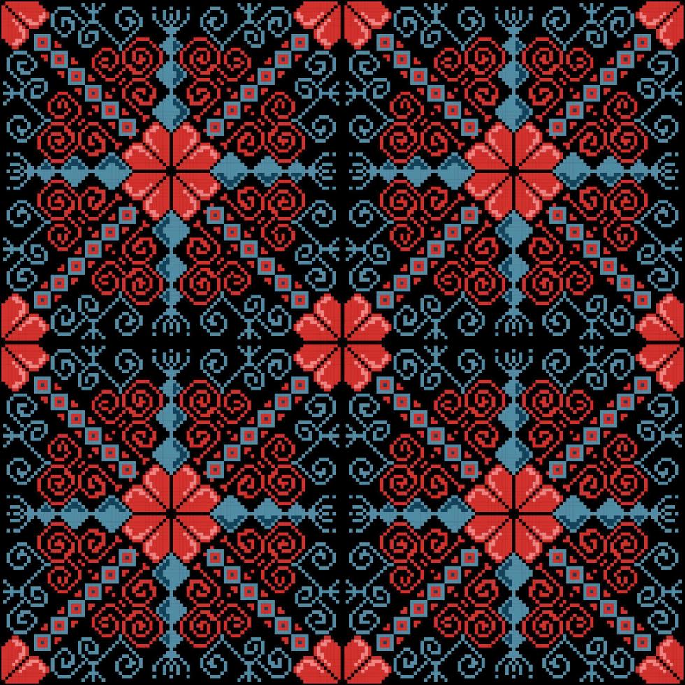 motif ethnique carré harmonieux, motif vectoriel inspiré de la broderie pour vêtements de mode, textile, tissu, fond de décoration.