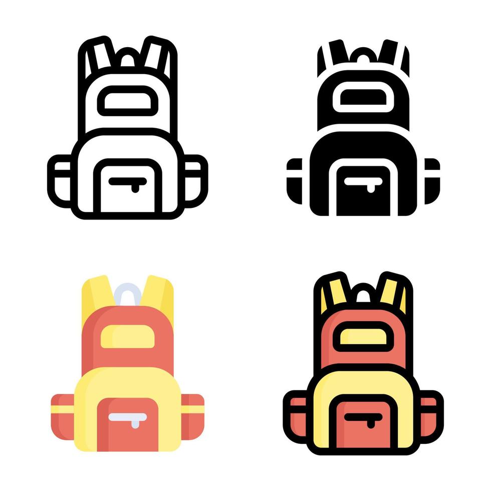 collection de styles d'icônes de sac d'école vecteur