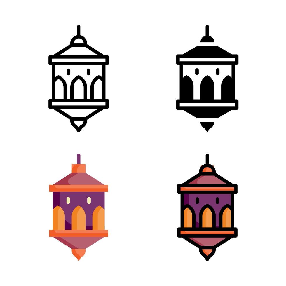 collection de styles d'icônes de lanterne vecteur