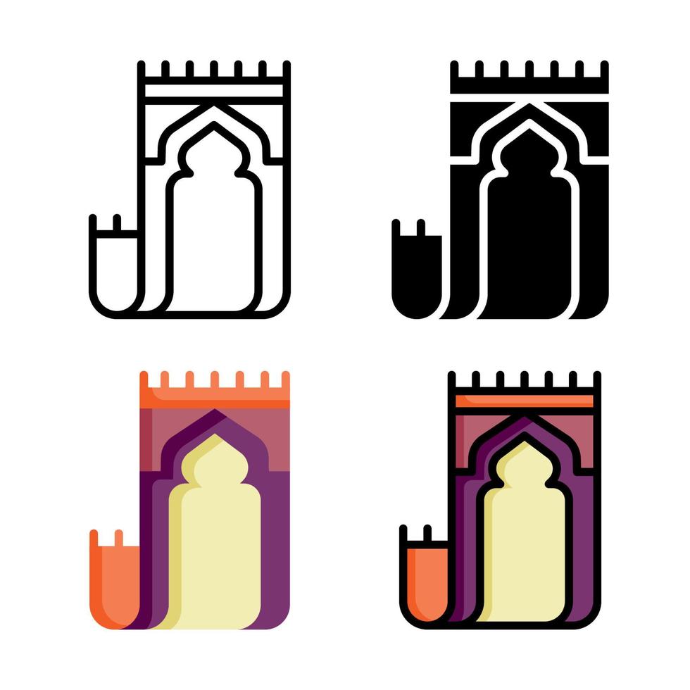 collection de styles d'icônes de tapis de prière vecteur