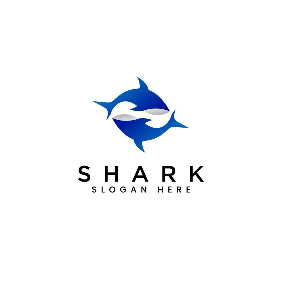 création de logo bleu deux requins vecteur