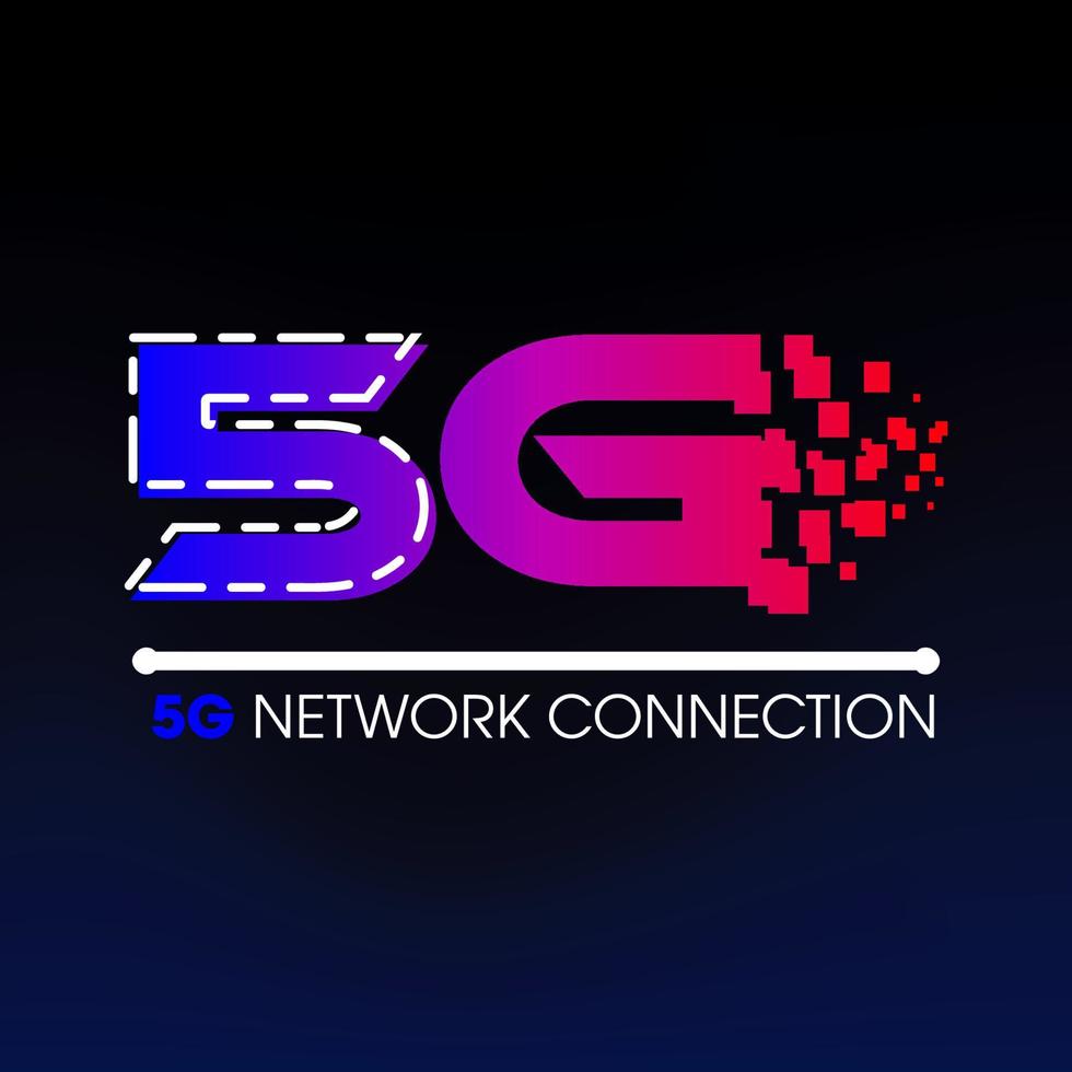 Style de logo de connexions réseau 5g, future technologie sans fil. vecteur