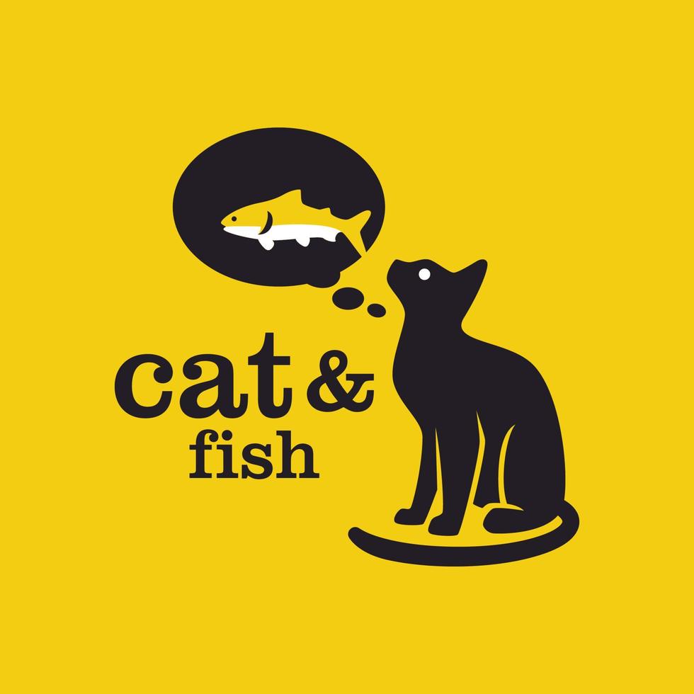 logo poisson chat vecteur