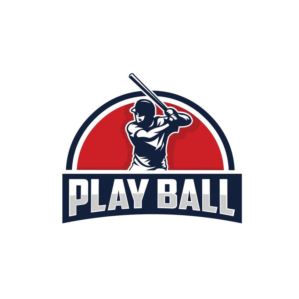 vecteur de logo de joueur de baseball playball isolé sur fond blanc