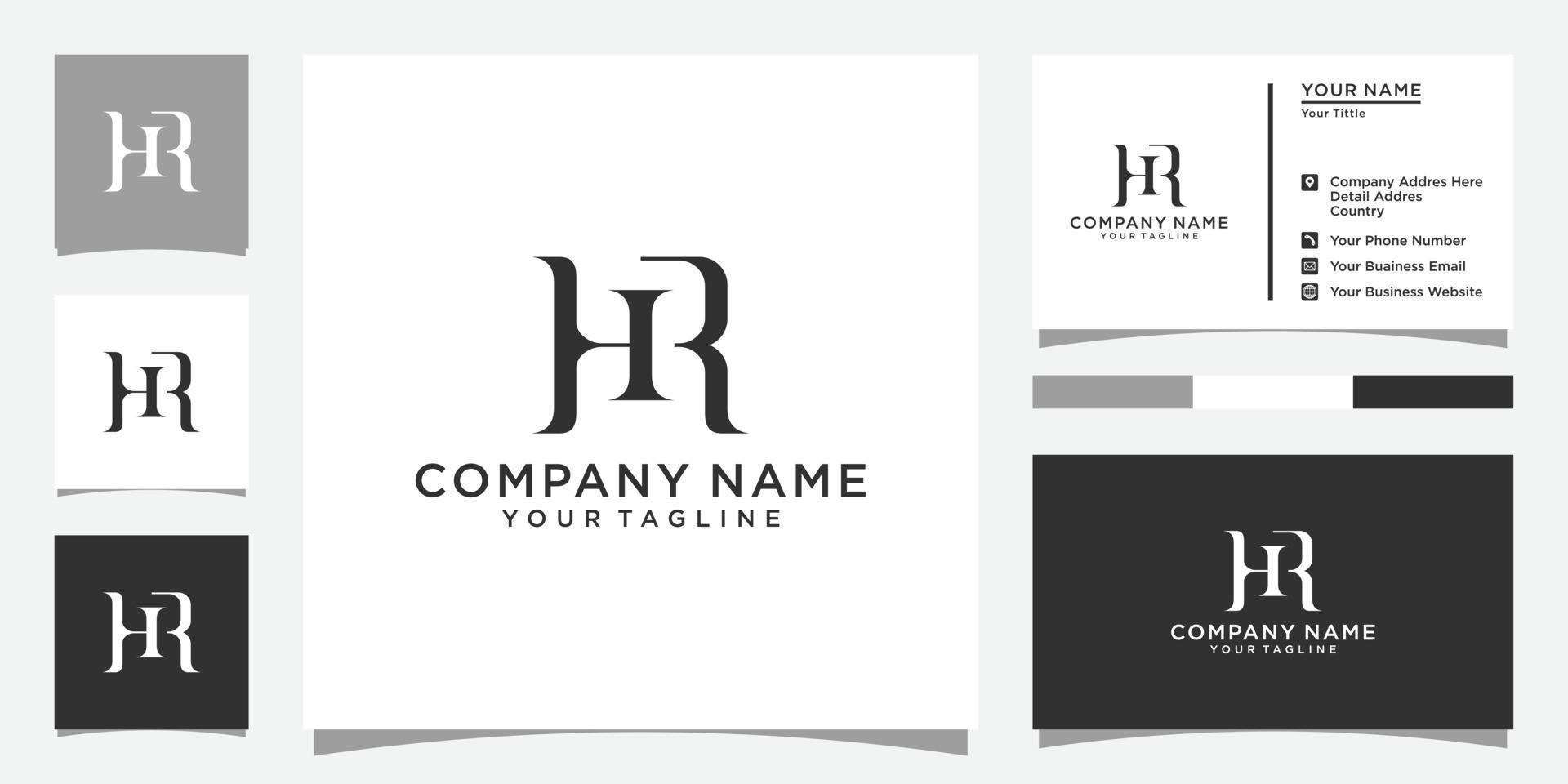 vecteur de conception de logo de lettre hr ou rh avec conception de carte de visite.