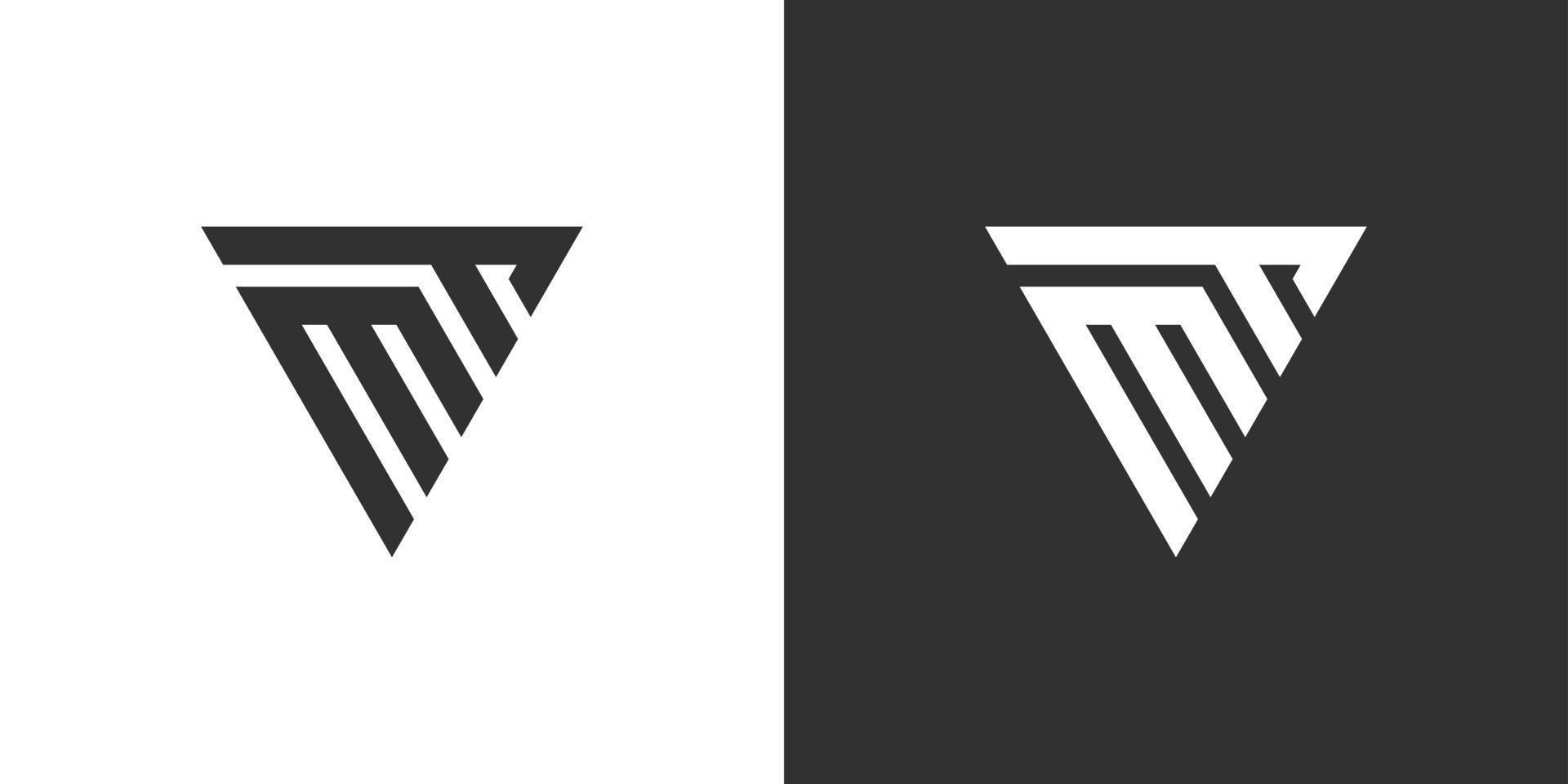 vecteur de conception de logo de lettre initiale mt ou tm.