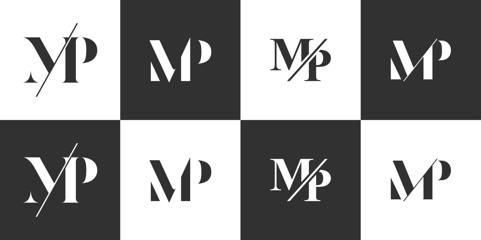 ensemble d'initiales lettre mp abstract logo vector design