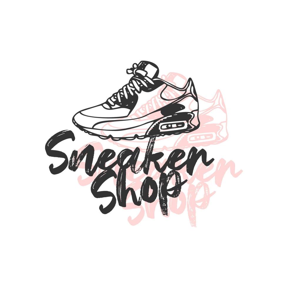 création de logo de magasin de baskets. boutique de chaussures. illustration vectorielle de baskets vecteur