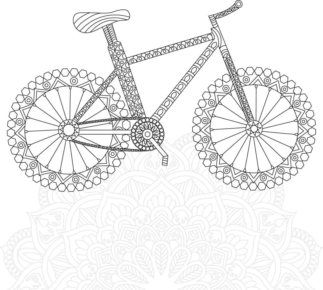 Coloriage vélo pour adulte vecteur