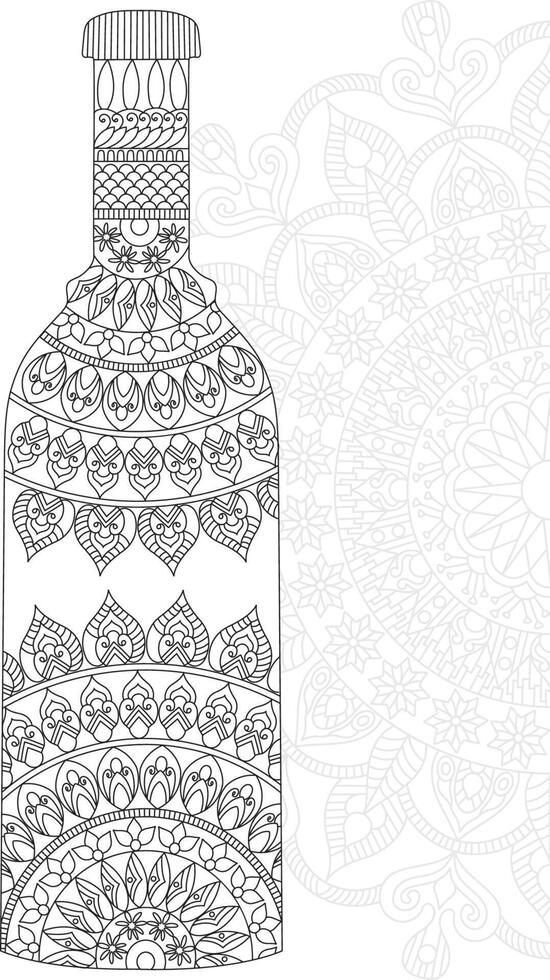 coloriage bouteille de champagne adulte vecteur