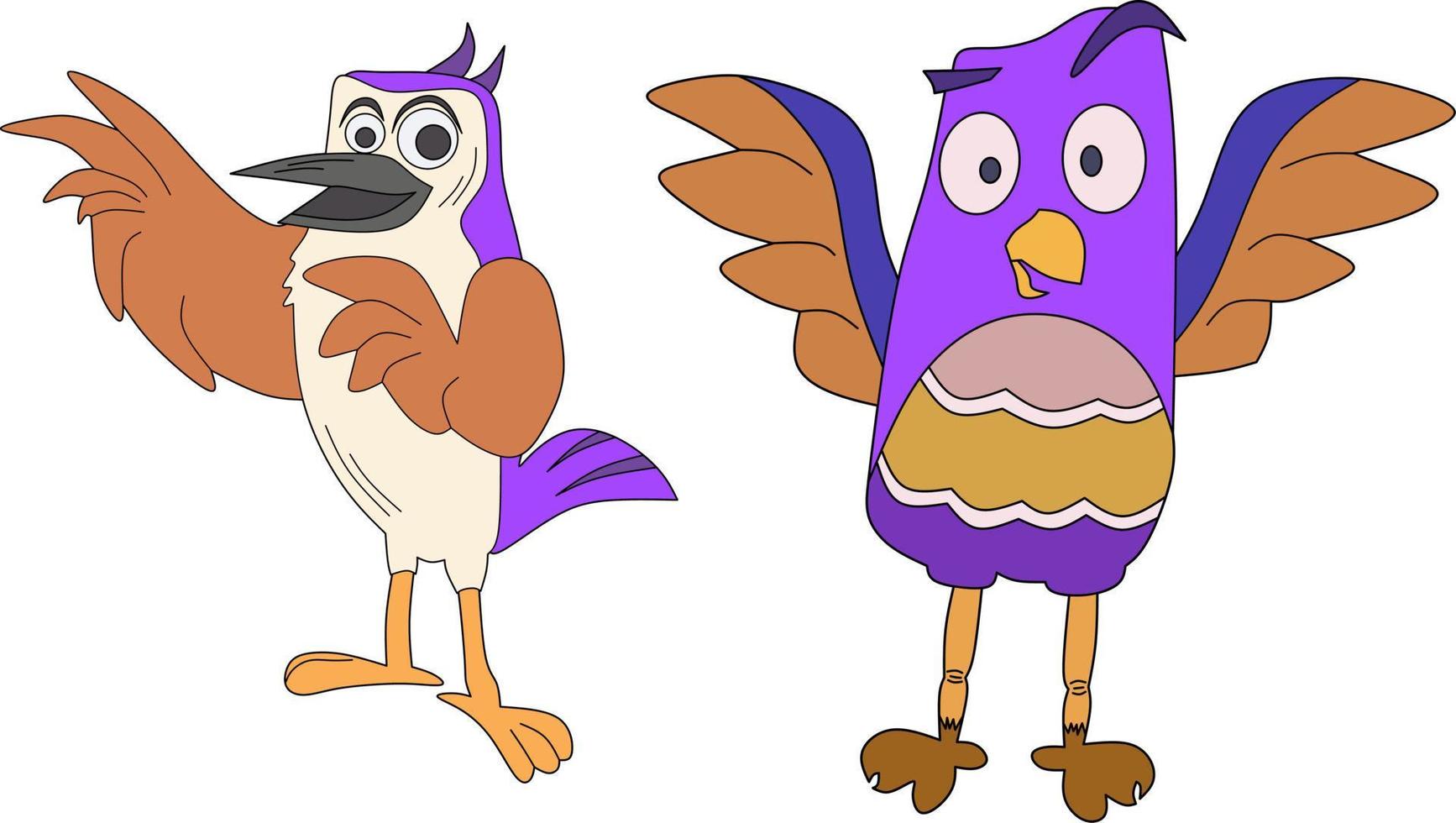 personnage de dessin animé d'oiseau pour les pages à colorier vecteur
