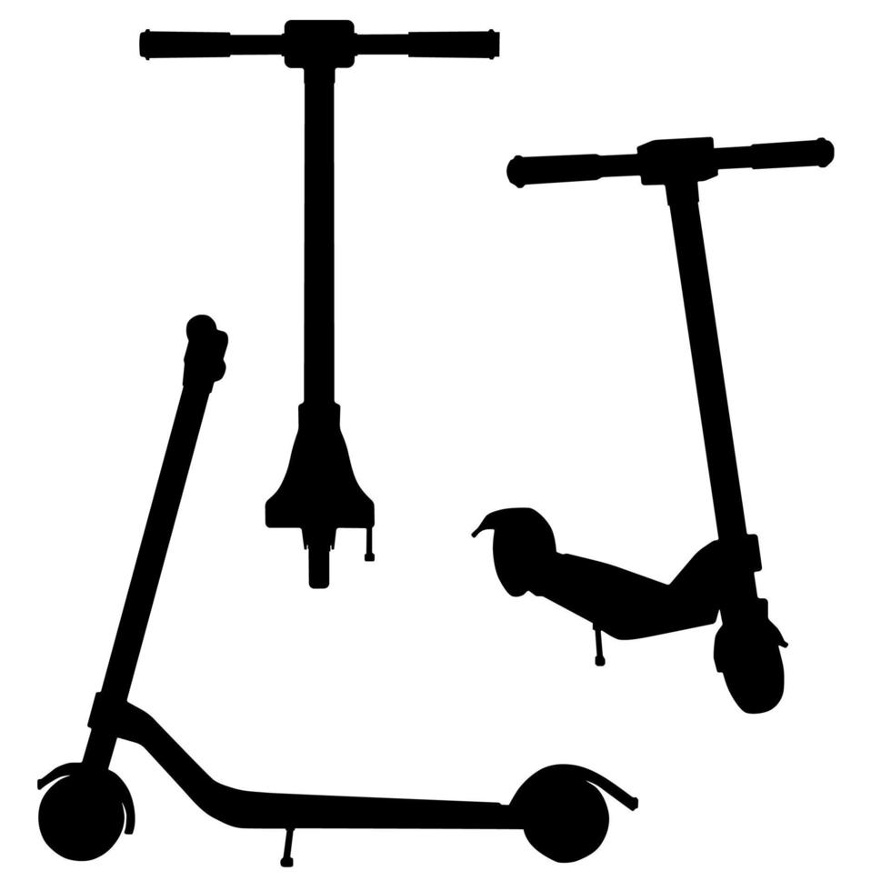 jeu de silhouette de scooter de coup de pied. illustration vectorielle vecteur