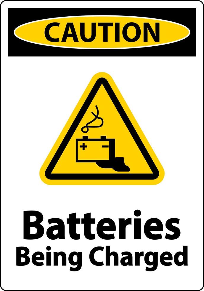 Attention batteries en cours de charge signe sur fond blanc vecteur