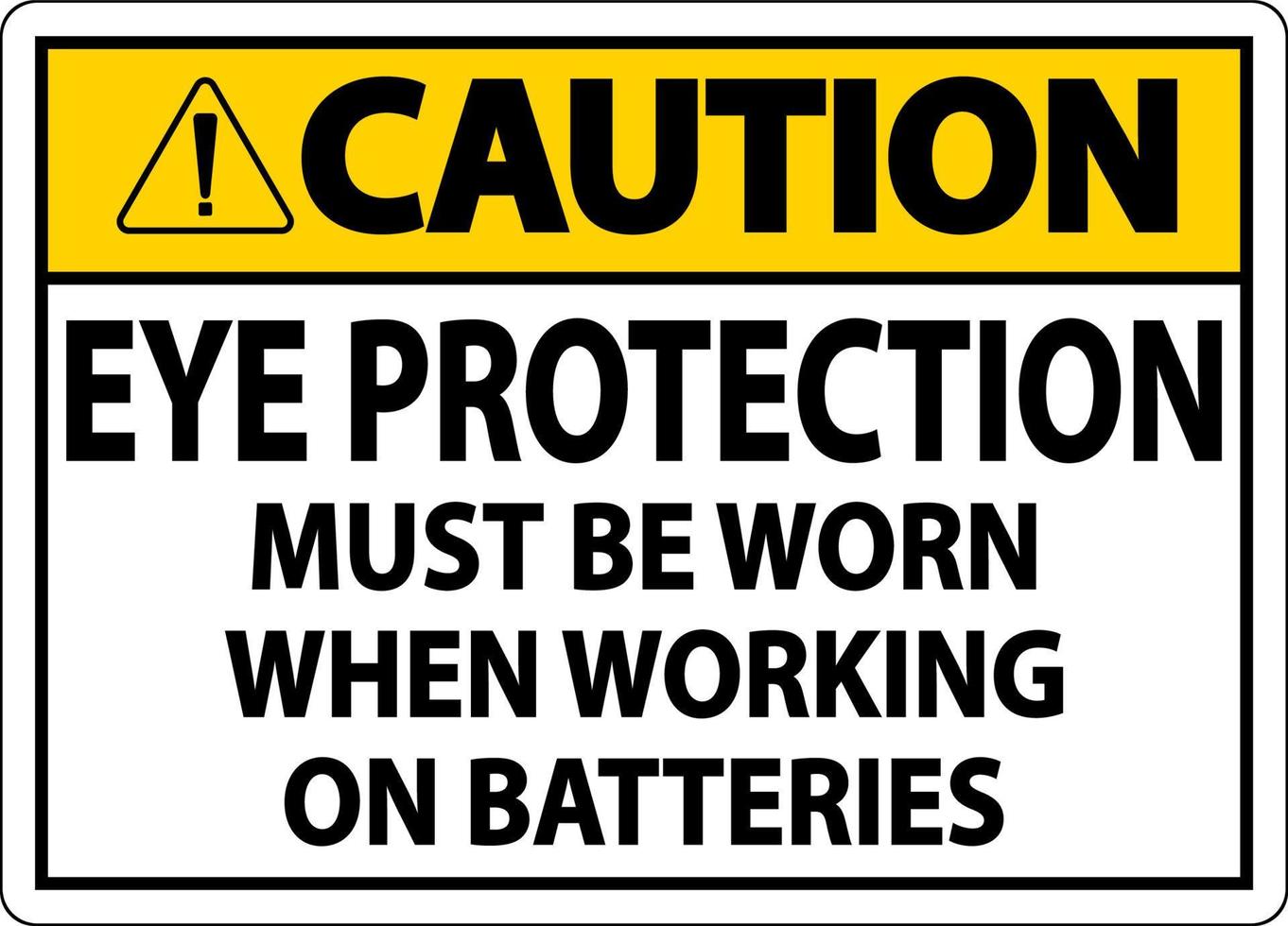 Attention lorsque vous travaillez sur des batteries signe sur fond blanc vecteur