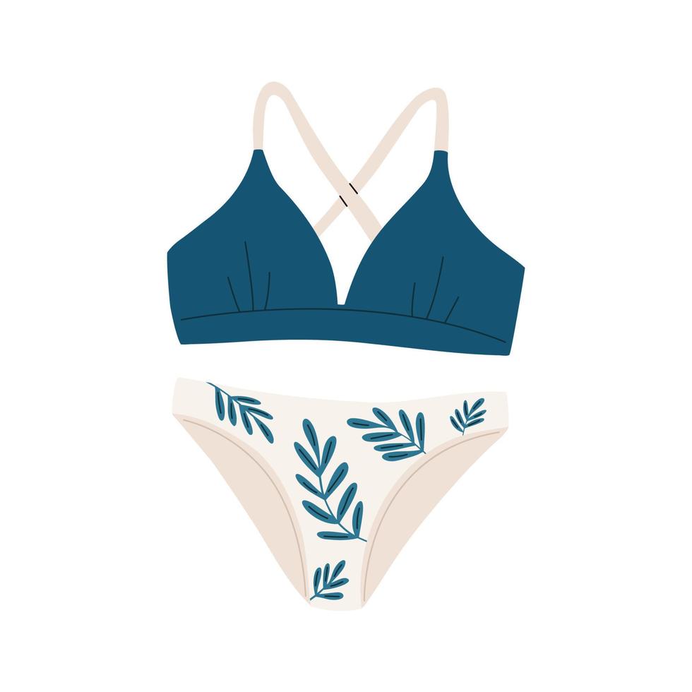 maillot de bain bikini à feuilles de palmier vecteur