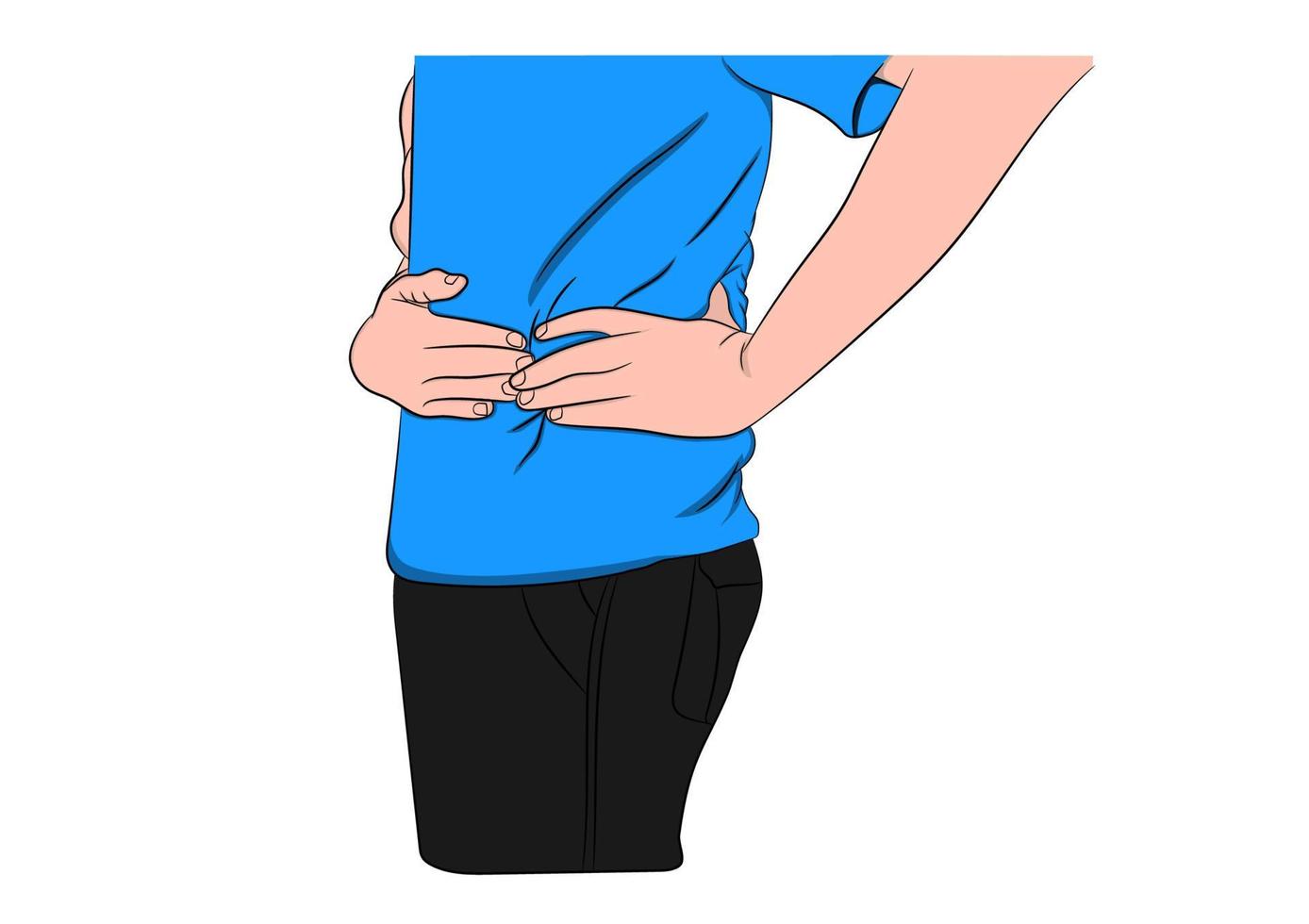 dessin graphique douleur abdominale à gauche - anatomie masculine douleur côté gauche illustration vectorielle vecteur