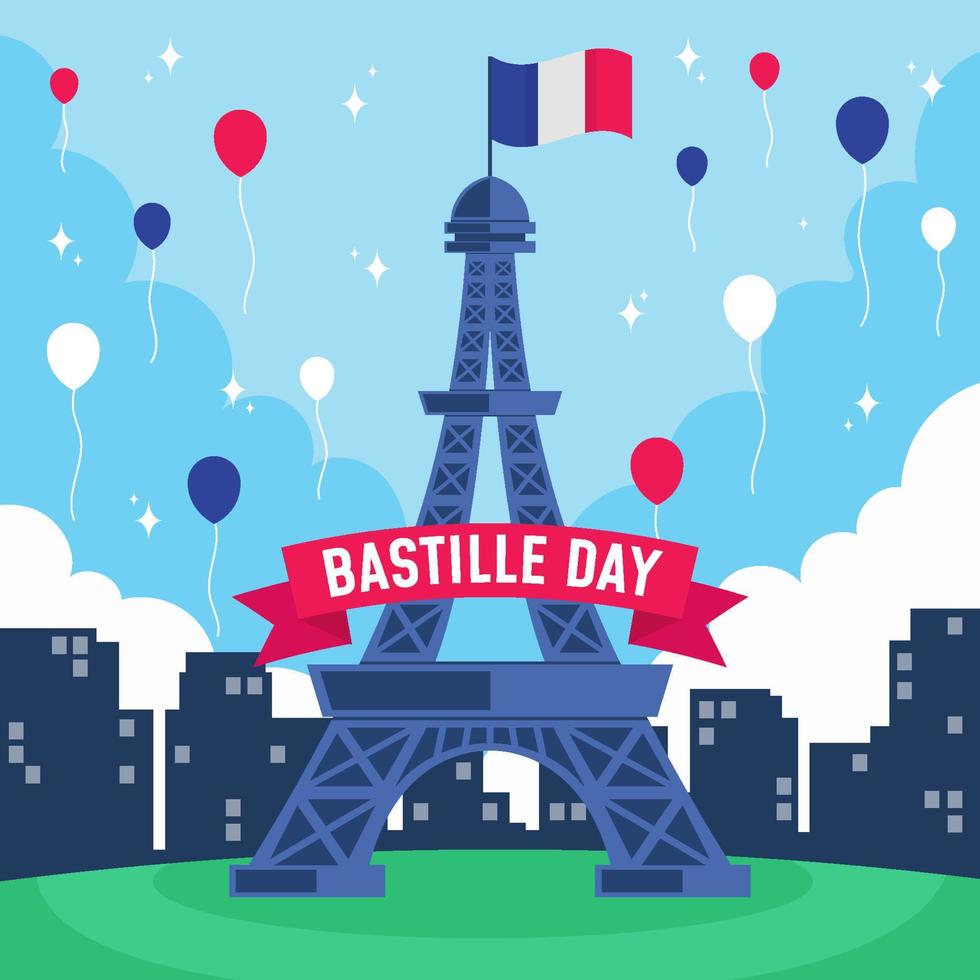 concept de jour de bastille heureux vecteur