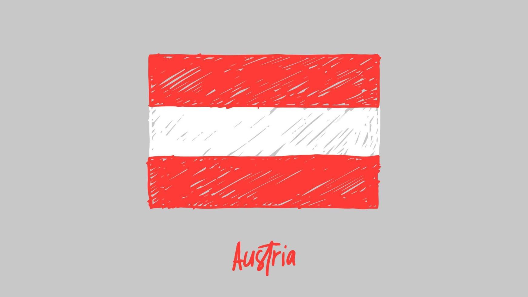 marqueur de drapeau de pays national autriche ou vecteur d'illustration de croquis au crayon