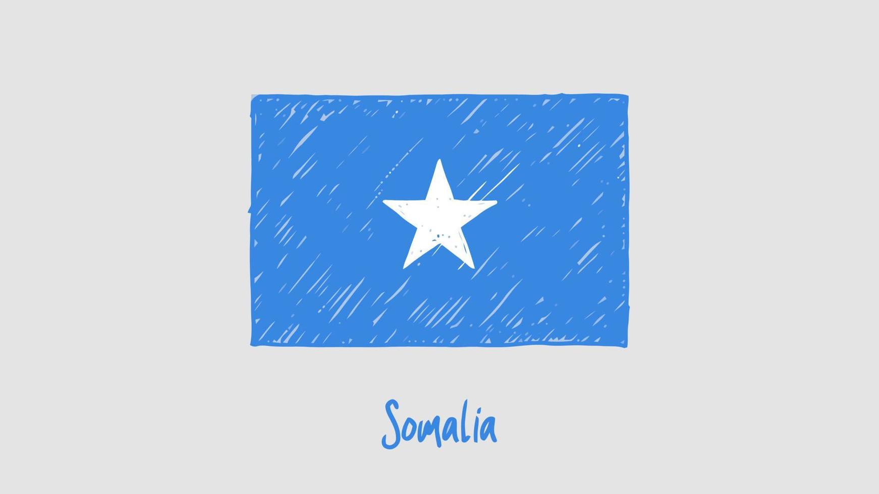 drapeau national de la somalie marqueur ou croquis au crayon vecteur d'illustration