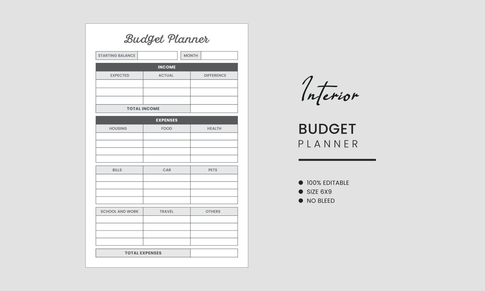 conception de modèle d'intérieur de planificateur de budget vecteur