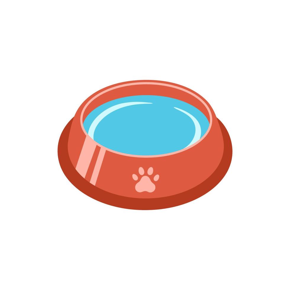 bol d'eau pour chien et chat animal de compagnie dans un style plat, illustration vectorielle. silhouette de couleur de bol animal pour l'impression et la conception. élément rouge isolé sur fond blanc. icône graphique, symbole animal de compagnie vecteur