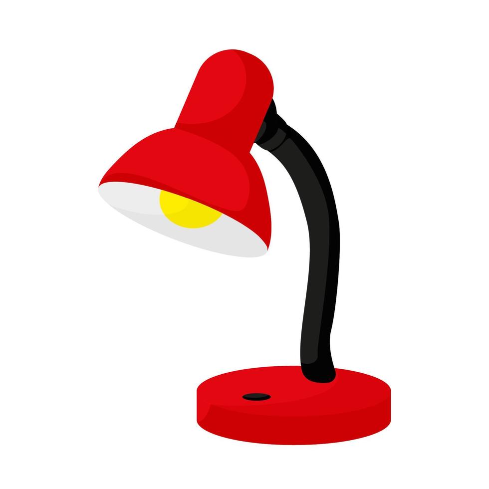 lampe de table rouge de vecteur de dessin animé.