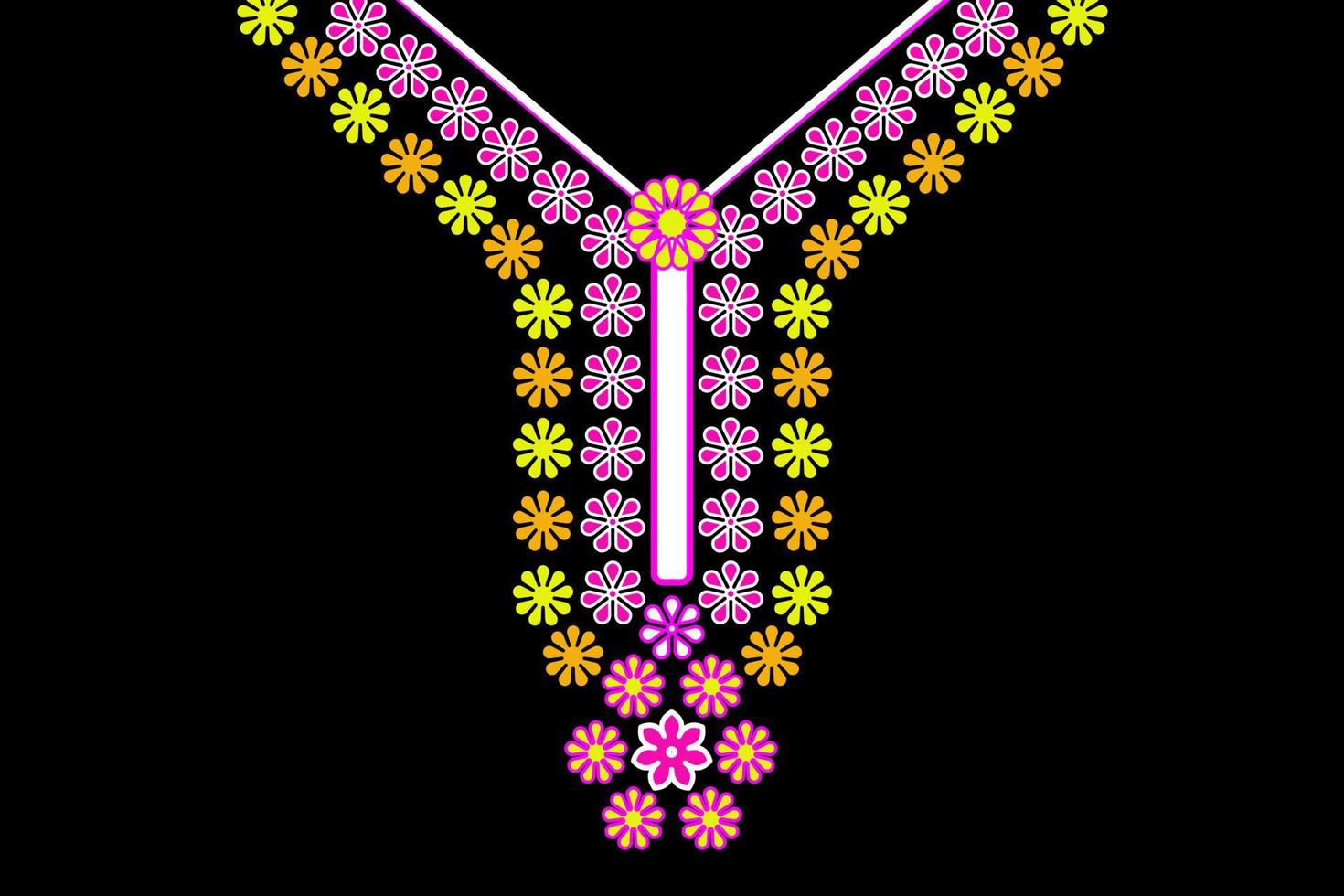 motif ethnique géométrique traditionnel, mode de conception brodée de flore vecteur