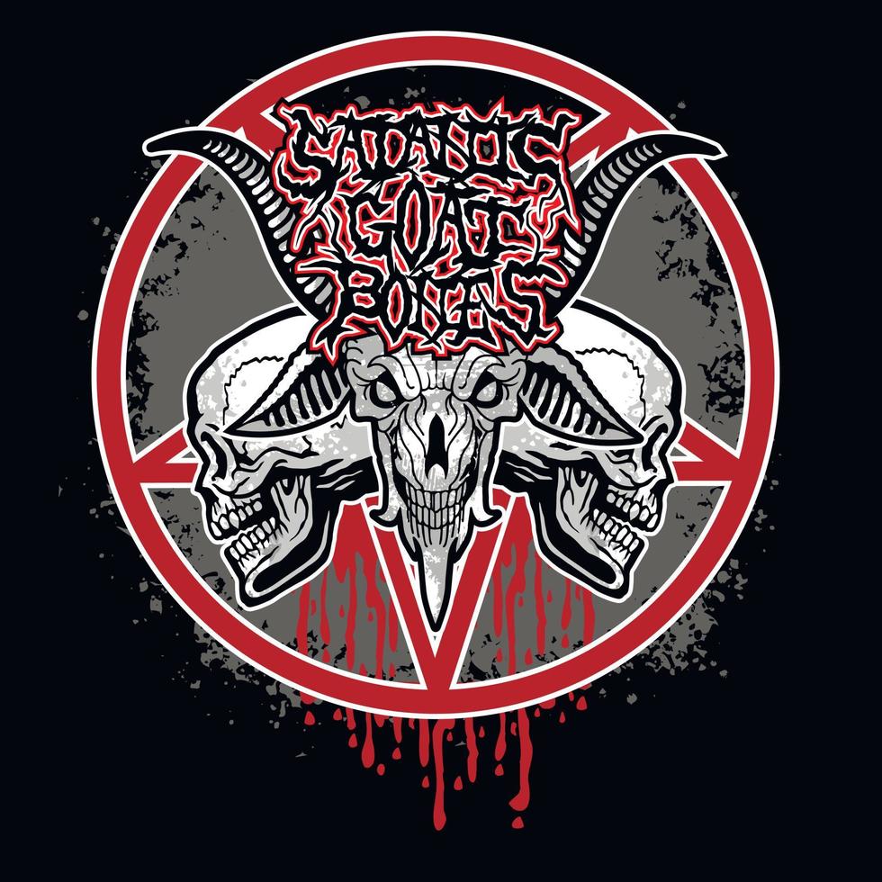 signe gothique avec crâne de chèvre et pentagramme, t-shirts grunge vintage design vecteur