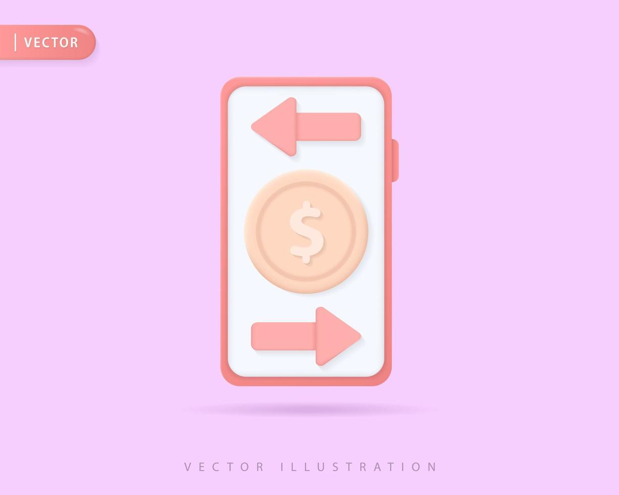 illustrations réalistes de conception d'icône 3d de transfert d'argent vecteur