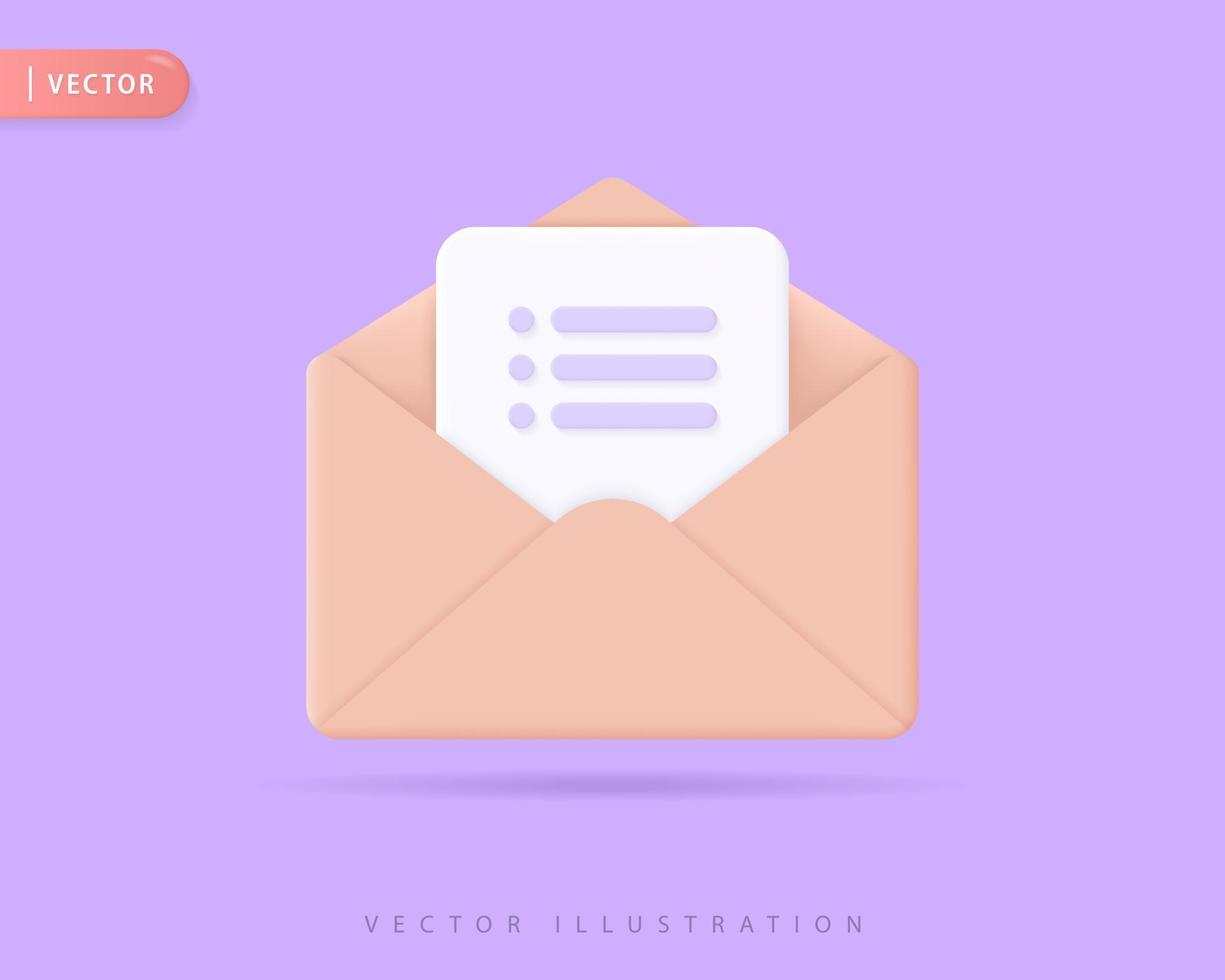 illustrations réalistes de conception d'icône 3d de courrier électronique vecteur