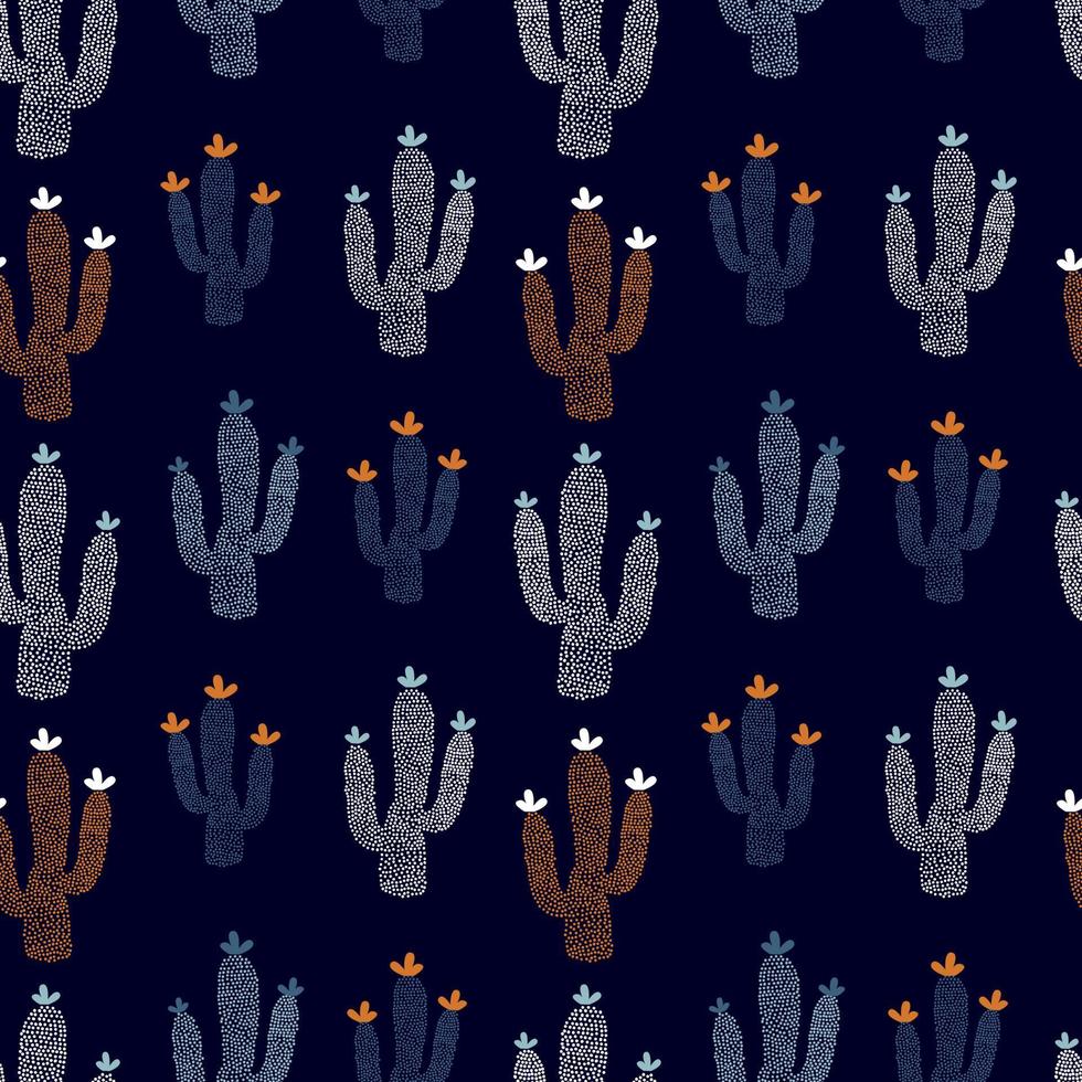 motif de cactus. il y a un motif transparent sur fond sombre. silhouette de succulente. points. image stylisée. plante à fleurs. illustration vectorielle, dessinés à la main vecteur