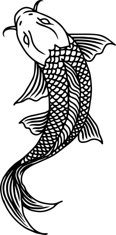 illustration de poisson koi contour vectoriel de conception