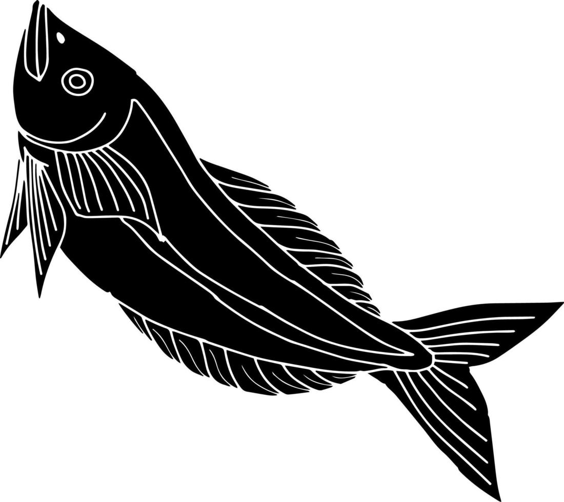 conception de silhouette de poisson marin illustration vectorielle vecteur