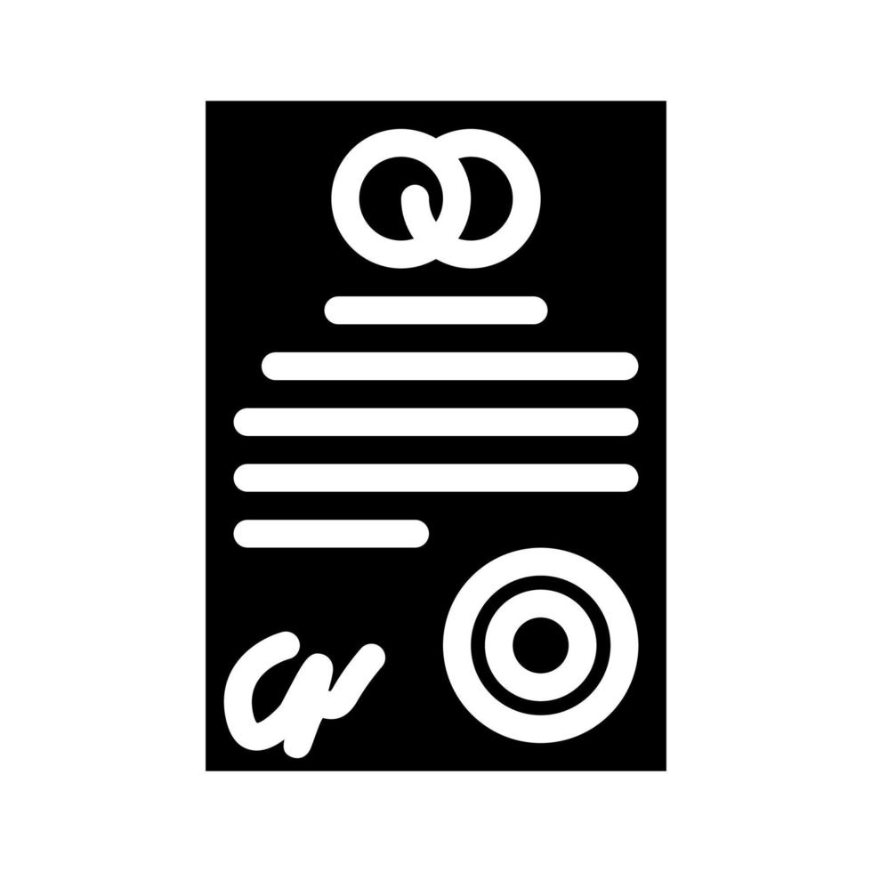 contrat de mariage glyphe icône illustration vectorielle vecteur