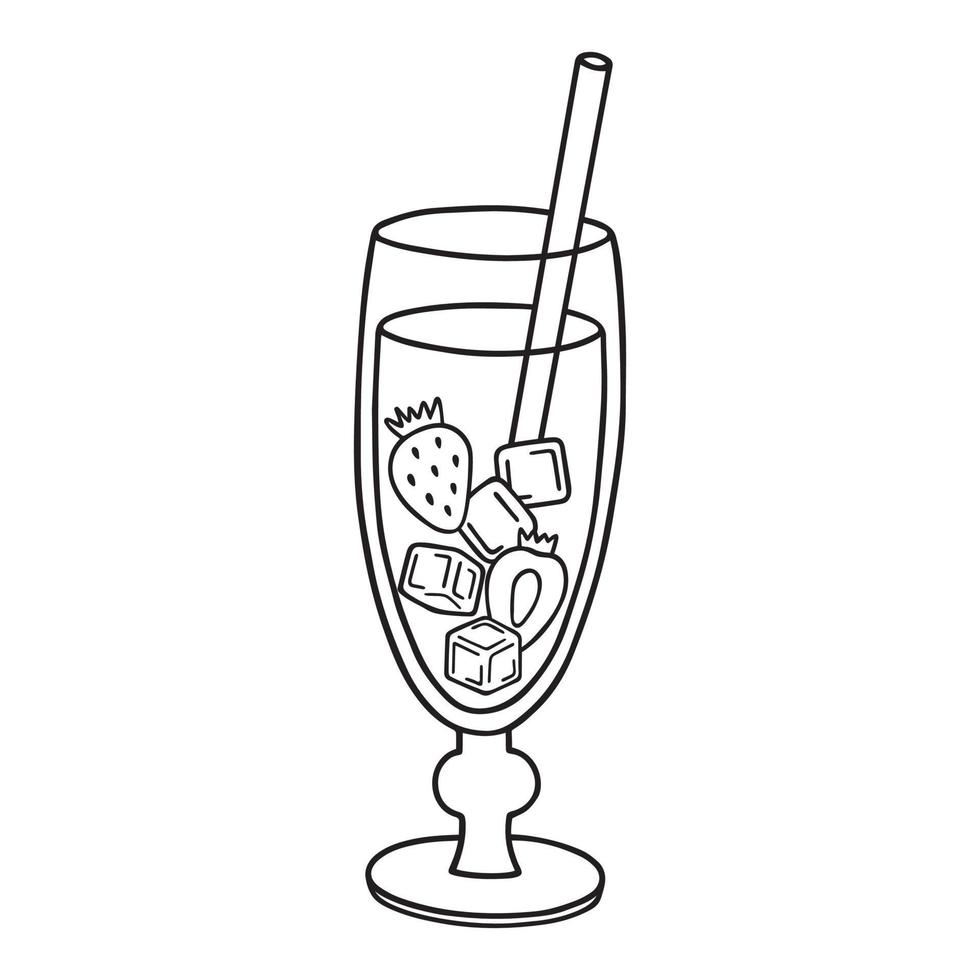 doodle de cocktail exotique tropical dessiné à la main. boisson alcoolisée d'été dans le style de croquis. illustration vectorielle isolée sur fond blanc. vecteur