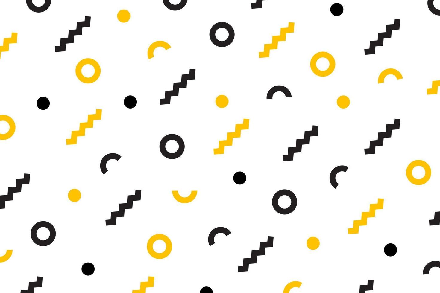 motif vectoriel géométrique avec fond noir et jaune, style memphis