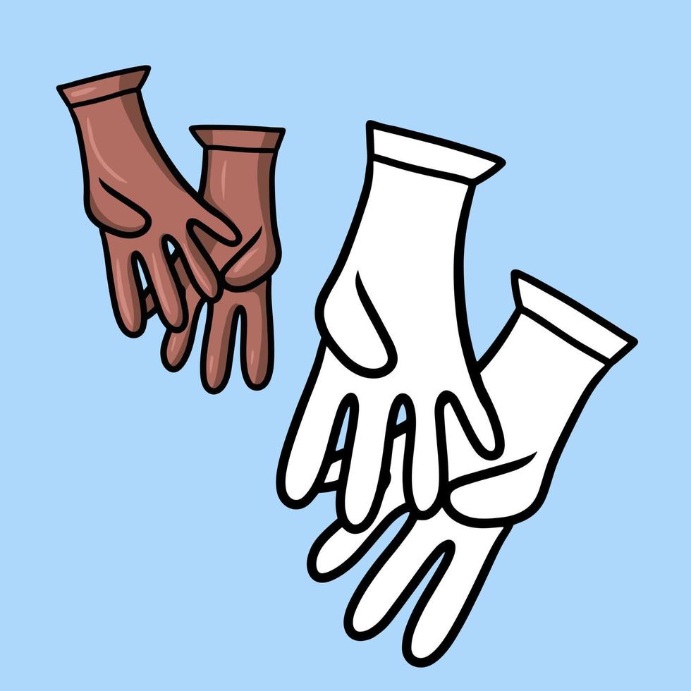 un ensemble d'illustrations. gants de jardinage marron, potager, gants en cuir pour temps froid, illustration vectorielle de dessin animé vecteur