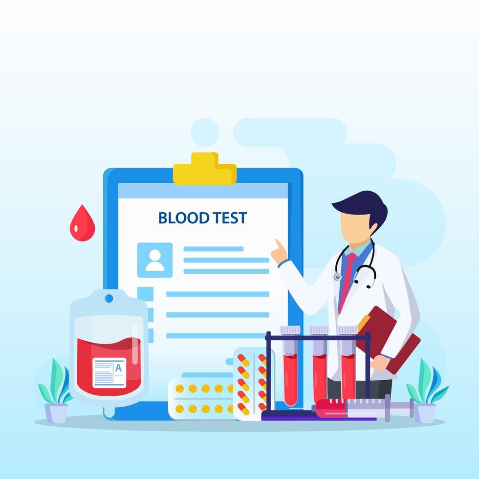 concept plat de test sanguin médical. analyse de laboratoire chimique, cabinet médical ou laboratoire. vecteur