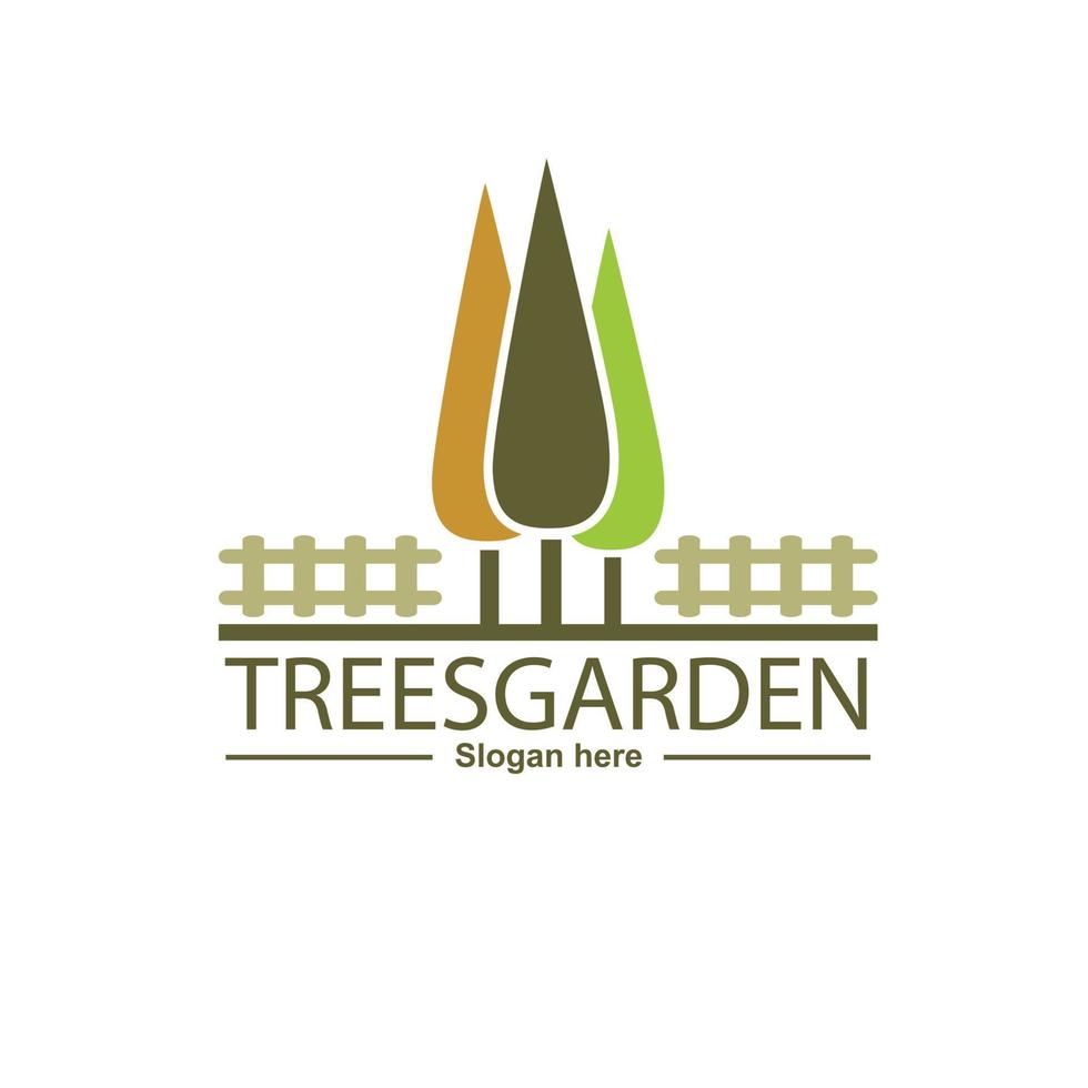 arbre, jardin, logo, vecteur