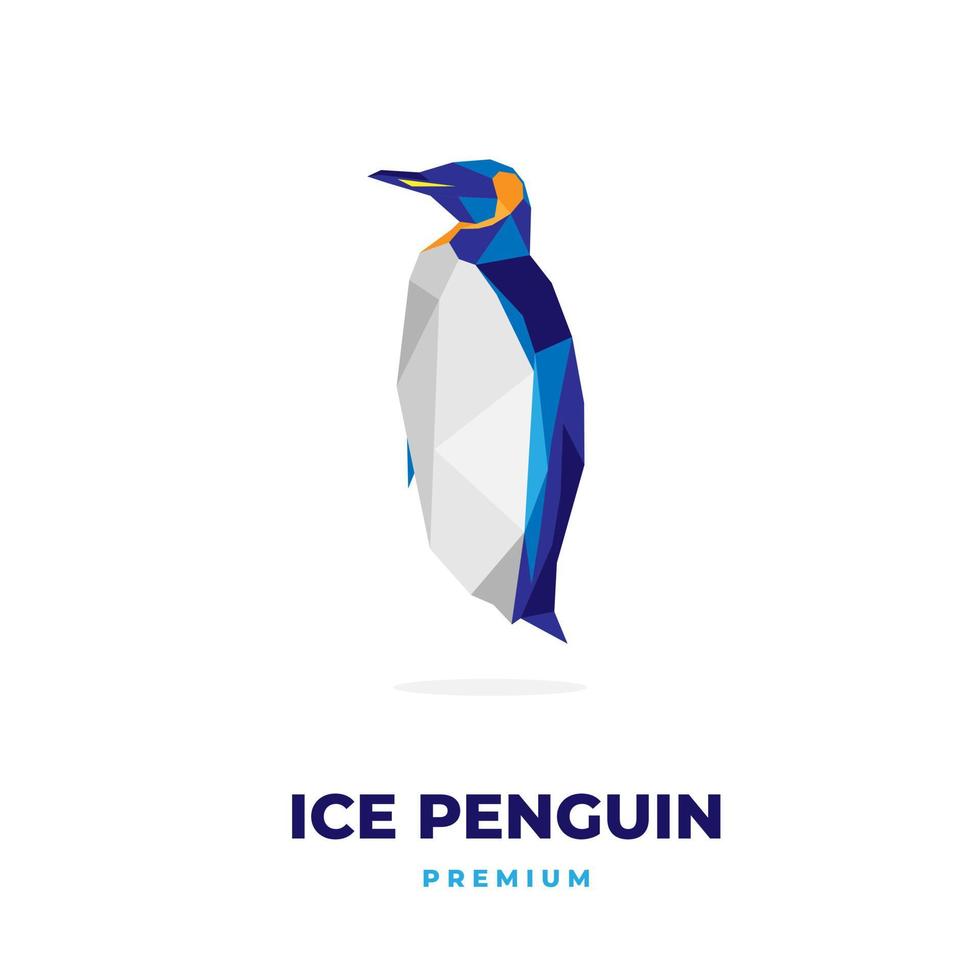 logo d'illustration de pingouin bleu géométrique moderne vecteur