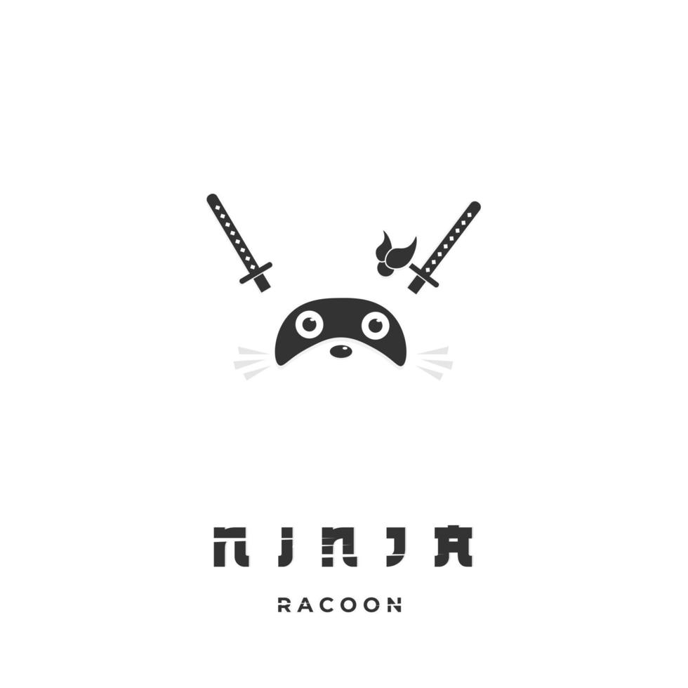 illustration de logo de raton laveur ninja vecteur