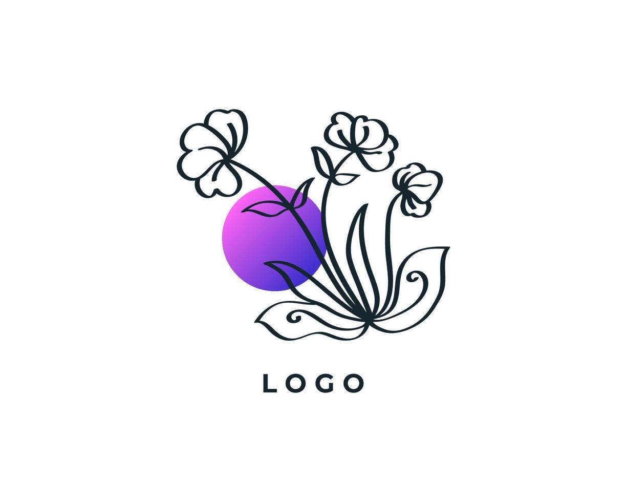 logo de fleur élégant et minimaliste, adapté aux spas de beauté, aux salons de beauté, aux cosmétiques, aux fleuristes, aux bijoux ou à la marque de l'industrie de la mode vecteur