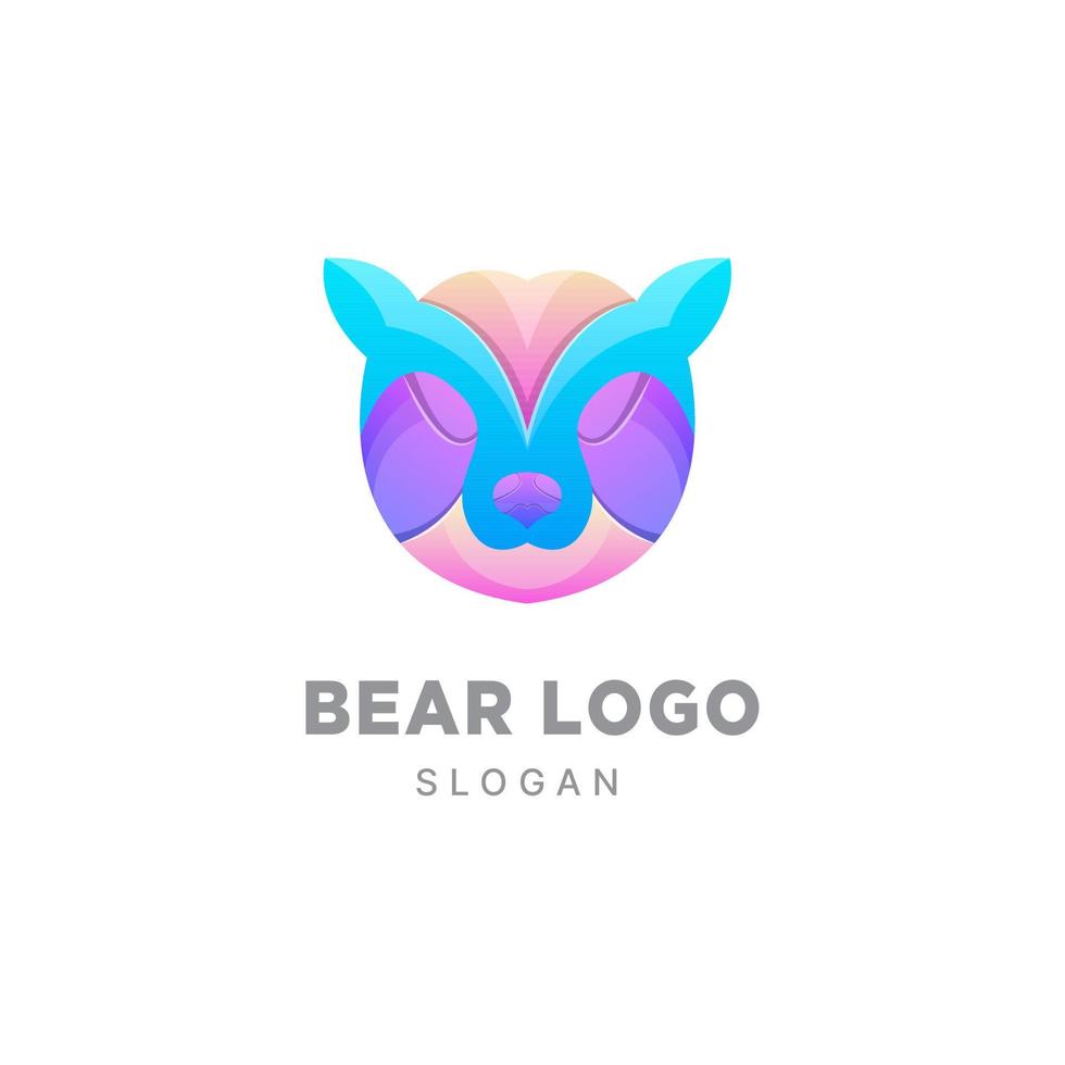 modèle coloré dégradé de conception de logo d'ours, panda mignon, ours en peluche vecteur