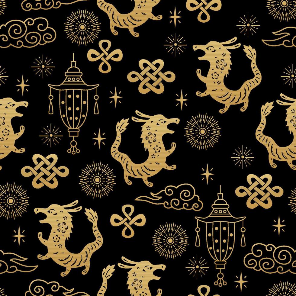 signe du zodiaque traditionnel chinois modèle sans couture de dragon. ornement oriental vecteur