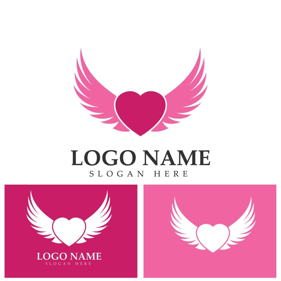 vecteur de conception de modèle de logo d'ailes d'amour