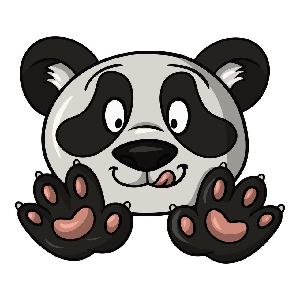 mignon petit panda léchant, mignons pandas moelleux en style cartoon, illustration vectorielle isolée sur fond blanc vecteur