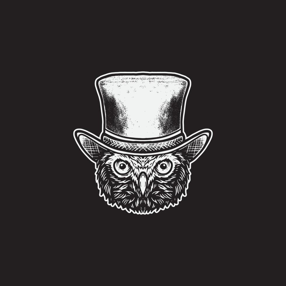 hibou avec dessin de chapeau magique vecteur