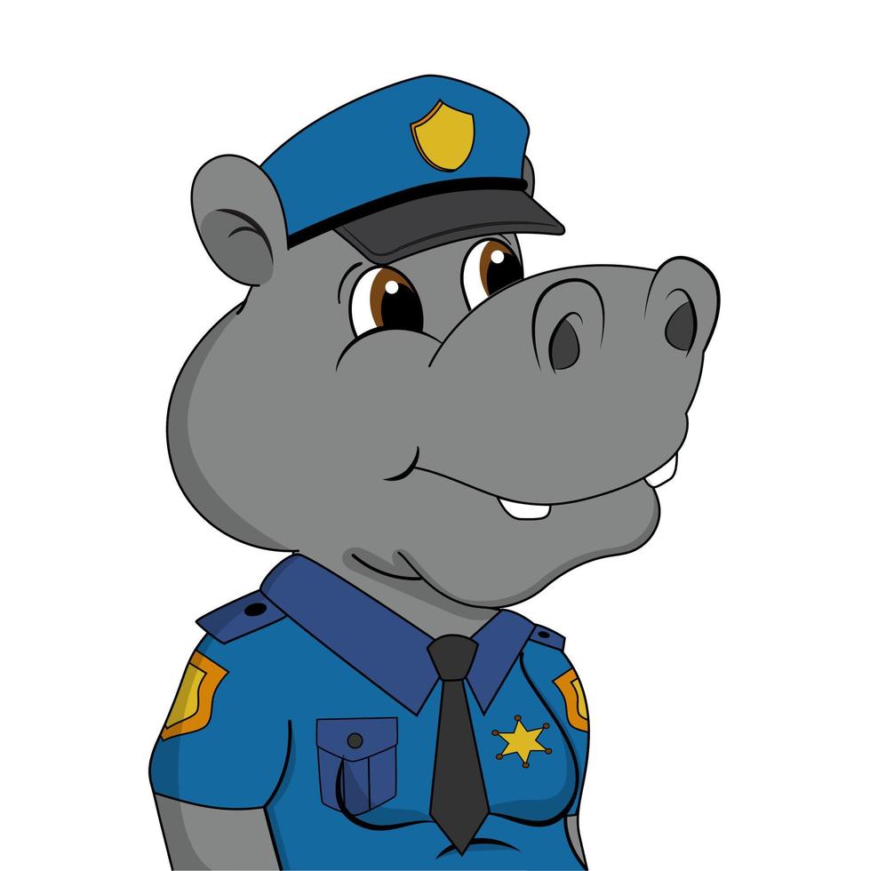 illustration vectorielle de l'hippopotame de la police isolé sur fond blanc vecteur